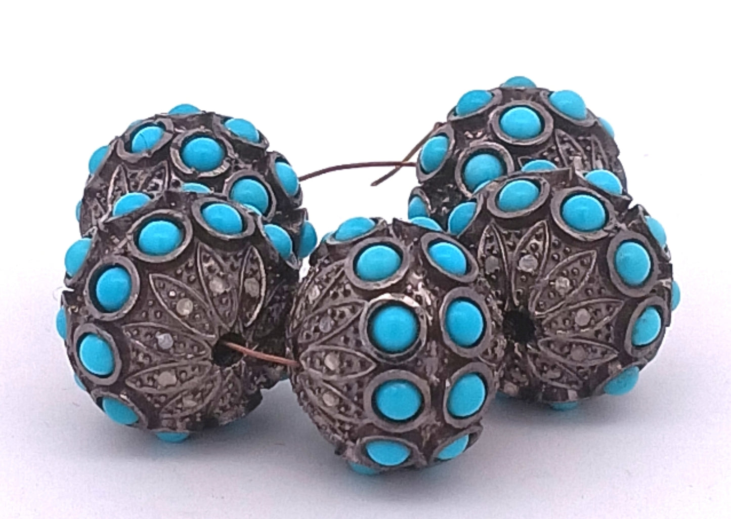 Diamond and Turquoise and Aquamarine Bead