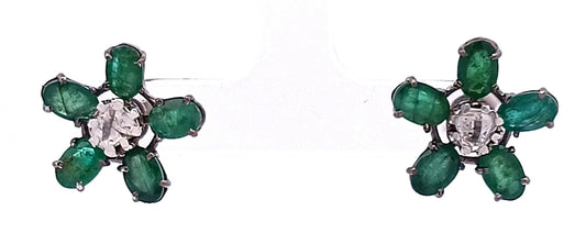Polki and Ruby/ Emerald/ Blue Sapphire Earring
