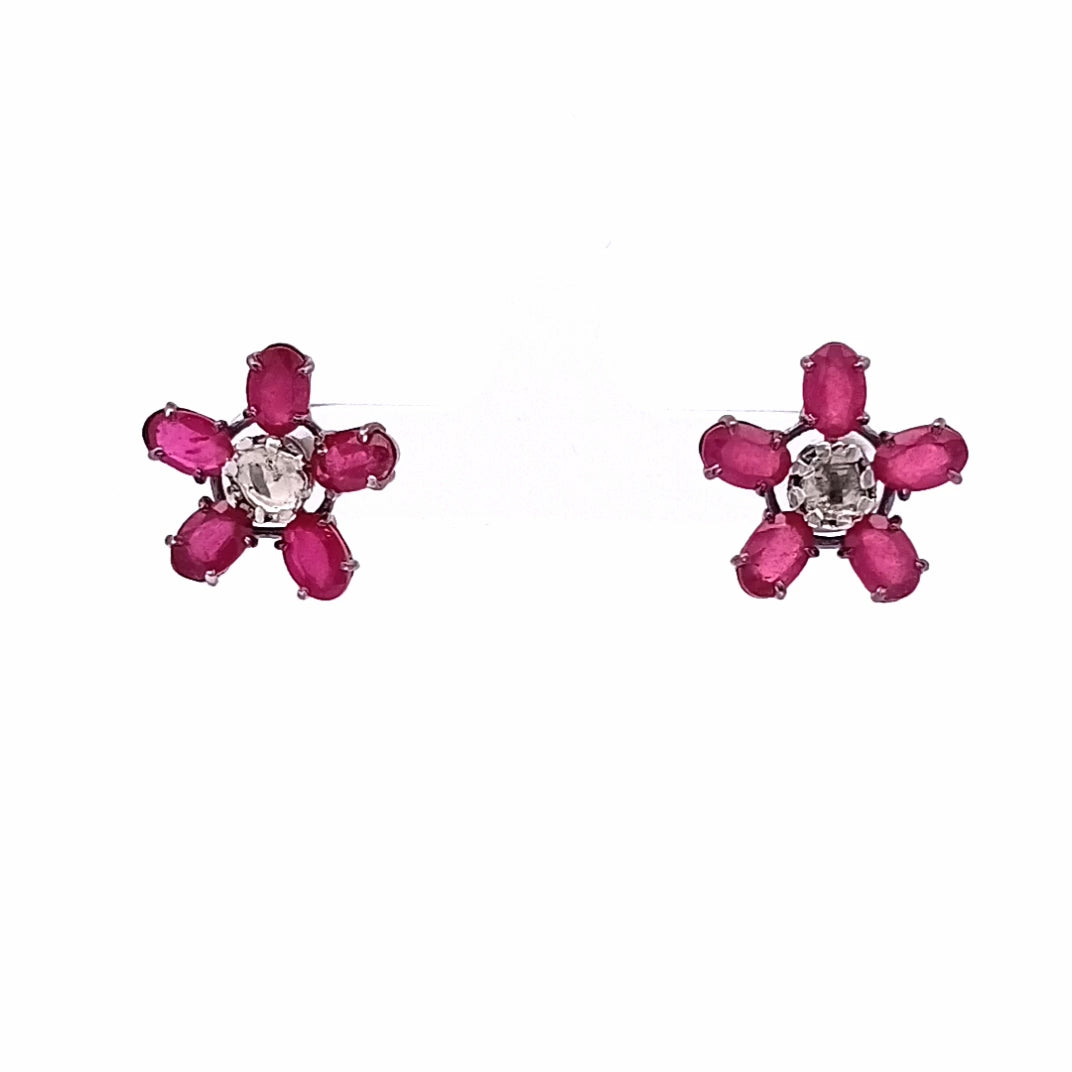 Polki and Ruby/ Emerald/ Blue Sapphire Earring