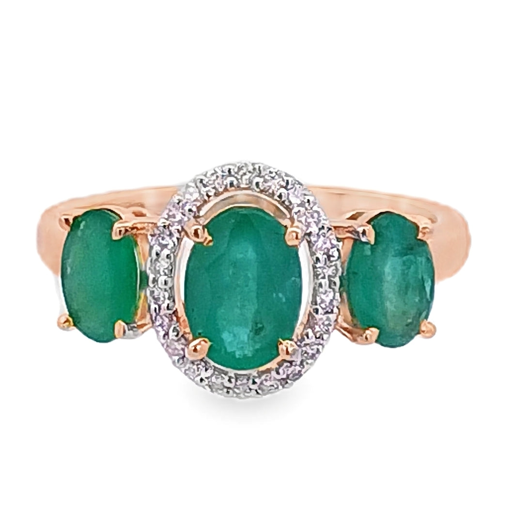 14kt Diamond and Emerald Ring