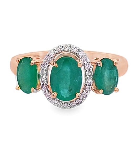 14kt Diamond and Emerald Ring