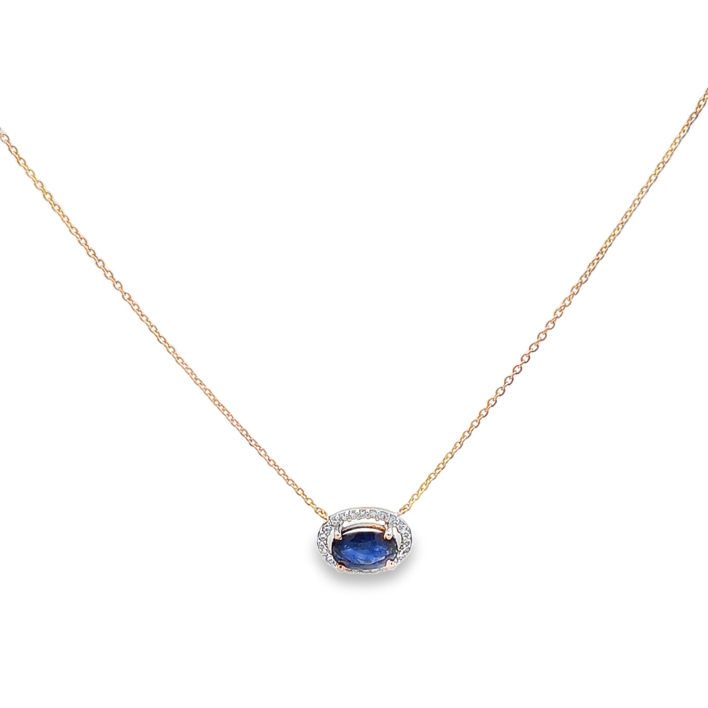 14kt Diamond and Blue Sapphire & Ruby Chain Necklace