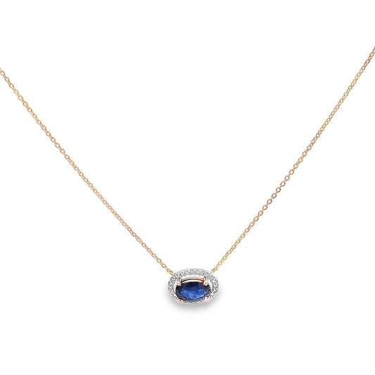14kt Diamond and Blue Sapphire & Ruby Chain Necklace