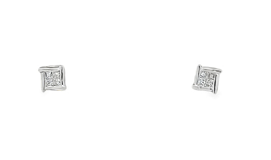 14KT Diamond White Gold Studs