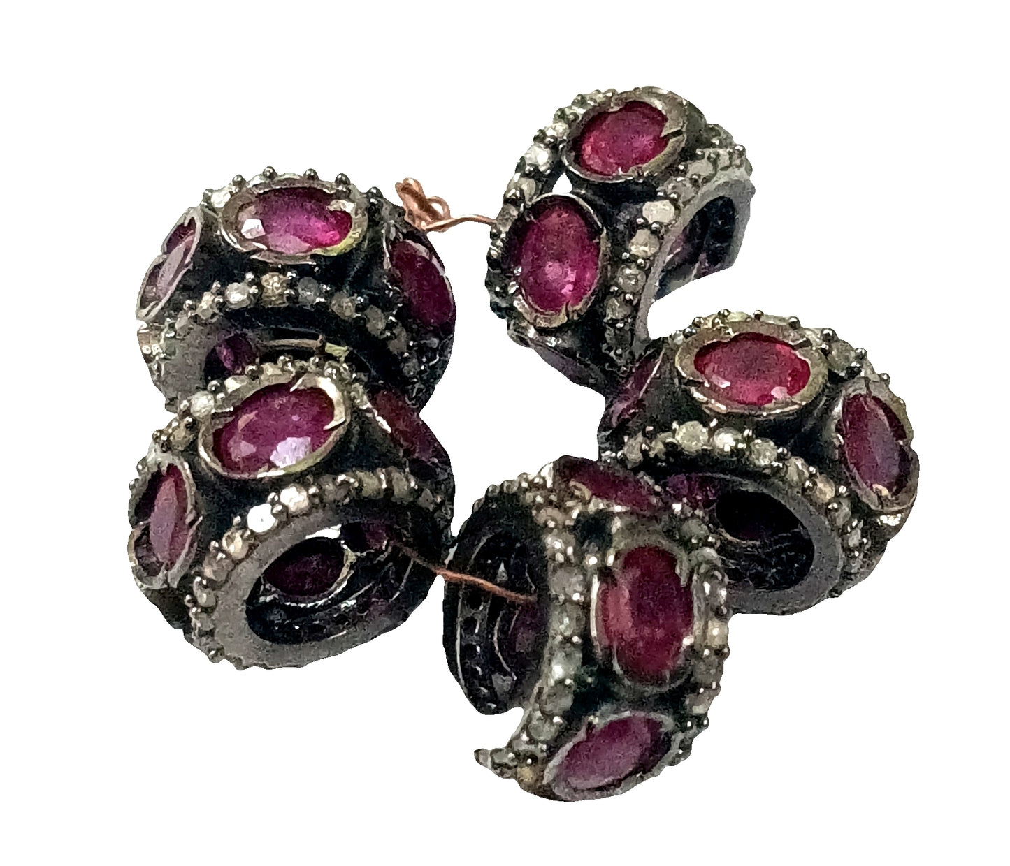Diamond & Emerald, Ruby and Blue Sapphire Beads