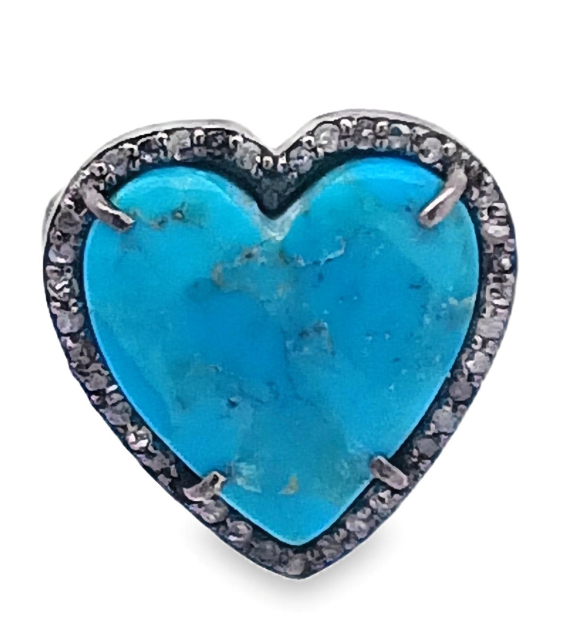 Diamond & Turquoise Heart Ring