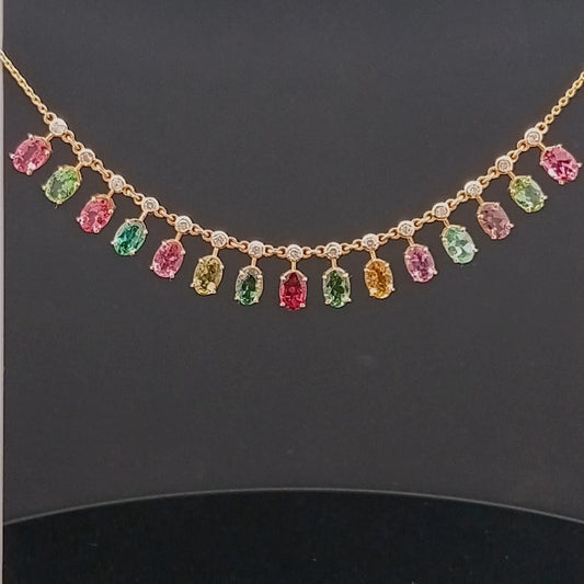 14 kt Gold and Oval -Cut Tourmaline Necklace