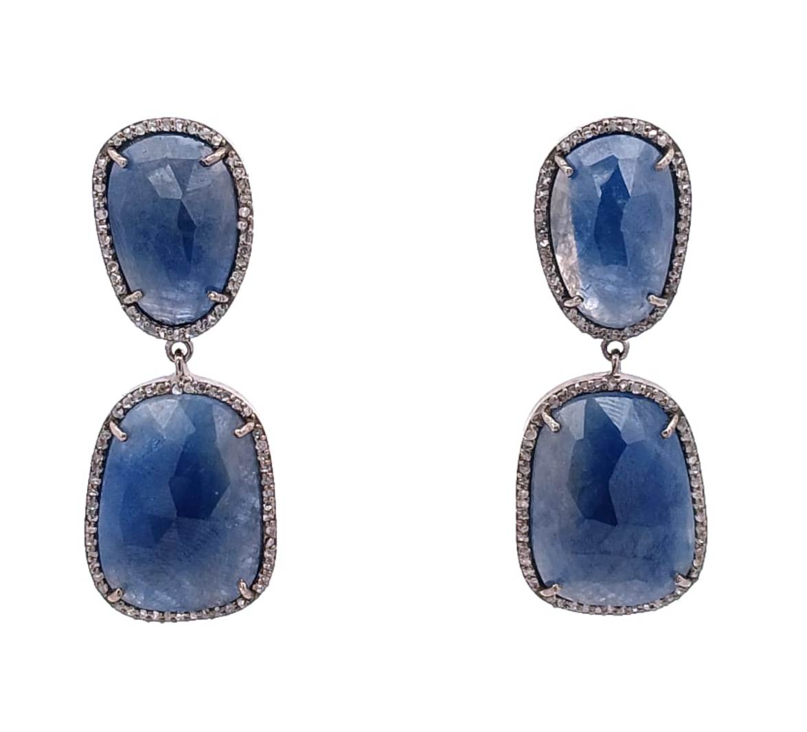 Multi Sapphire Diamond Drop Earring