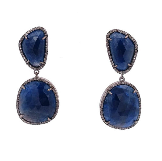 Multi Sapphire Diamond Drop Earring