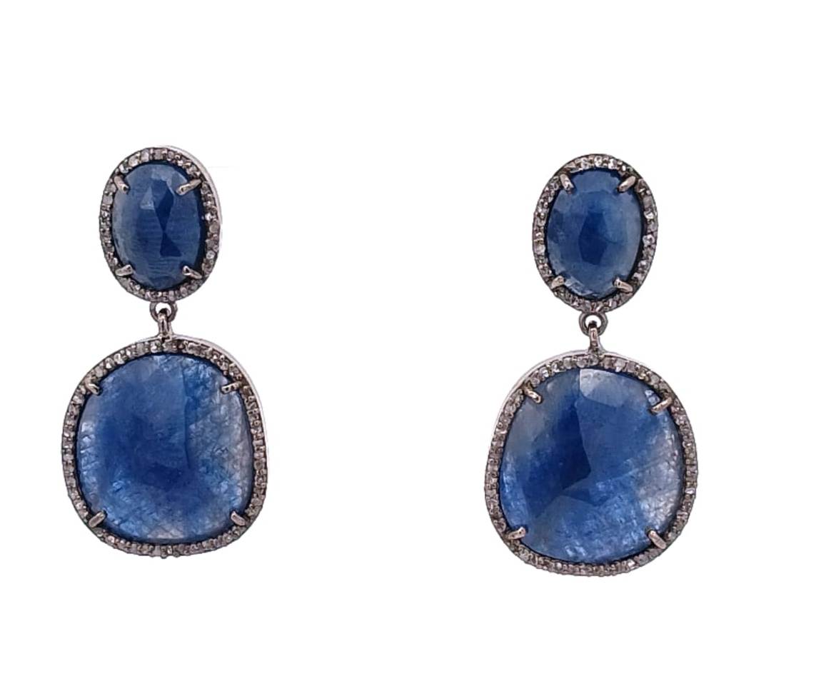 Multi Sapphire Diamond Drop Earring