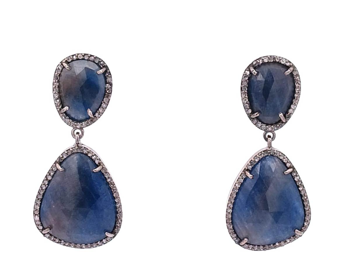 Multi Sapphire Diamond Drop Earring