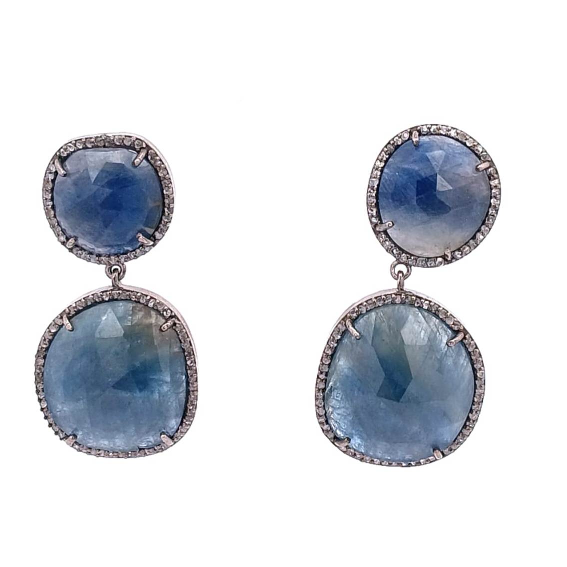Multi Sapphire Diamond Drop Earring