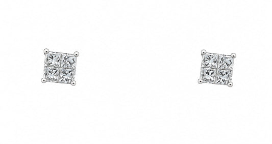 14KT White Gold Diamond Studs