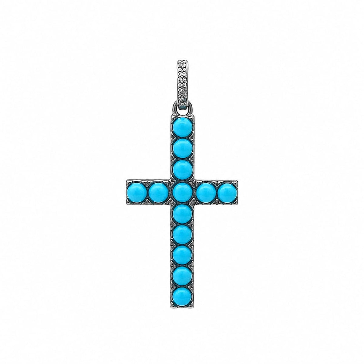 Diamond And Turquoise Cross Pendant