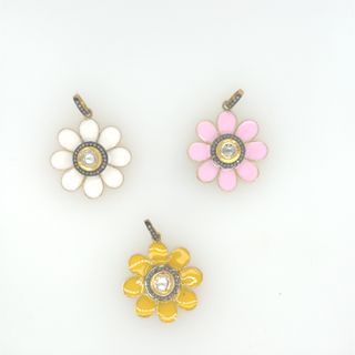 Flower Design Diamond and Meena Pendant