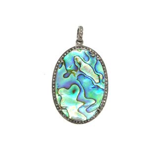 Oval Diamond and Stone Pendant