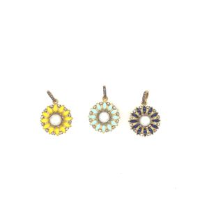 Flower Design Diamond and Meena or Pearl Pendant