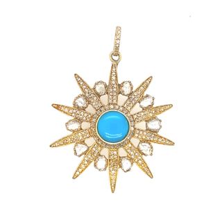 Star Diamond and Turquoise Pendant