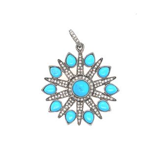Turquoise Diamond Flower Pendant