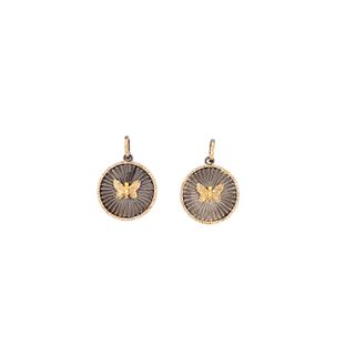 Round inside Butterfly Diamond Pendant