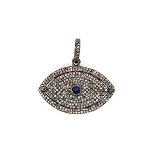 Evil Eye Diamond and Blue Sapphire Pendant