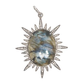 Gemstone Diamond Flower Pendant