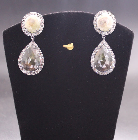 Silver Diamond and Gemstone Earring