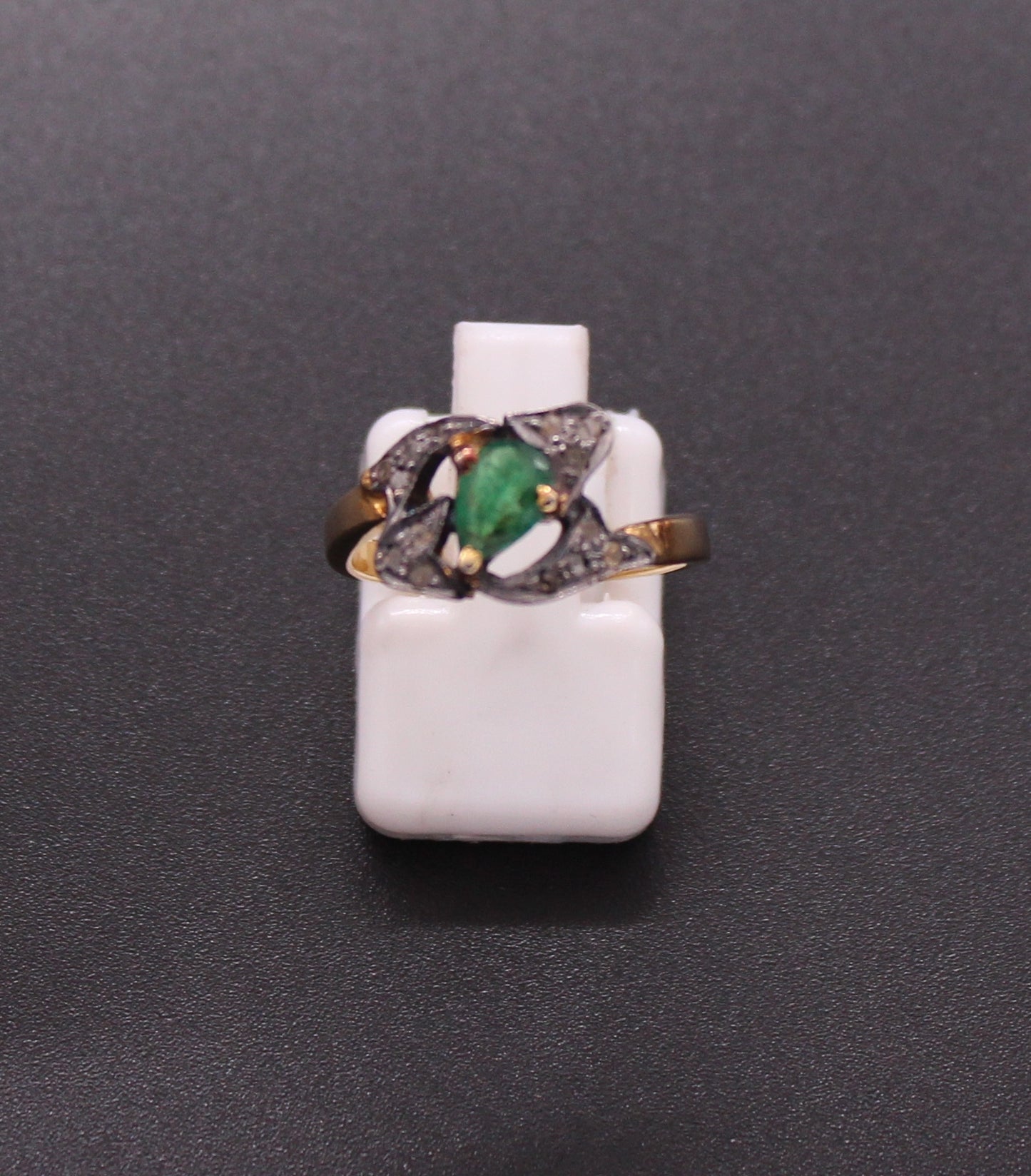 Gold & Silver Diamond and Emerald Ring