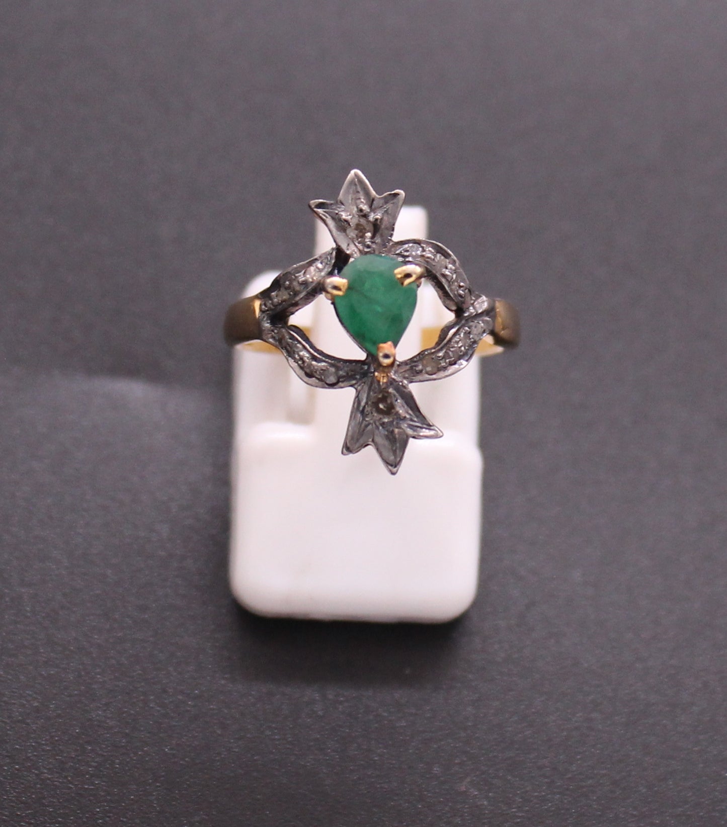 Gold & Silver Diamond and Emerald Ring