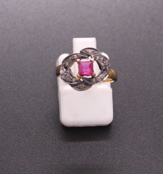 Gold & Silver Diamond and Ruby Ring
