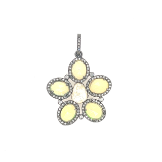Flower Diamond Opal Pendant