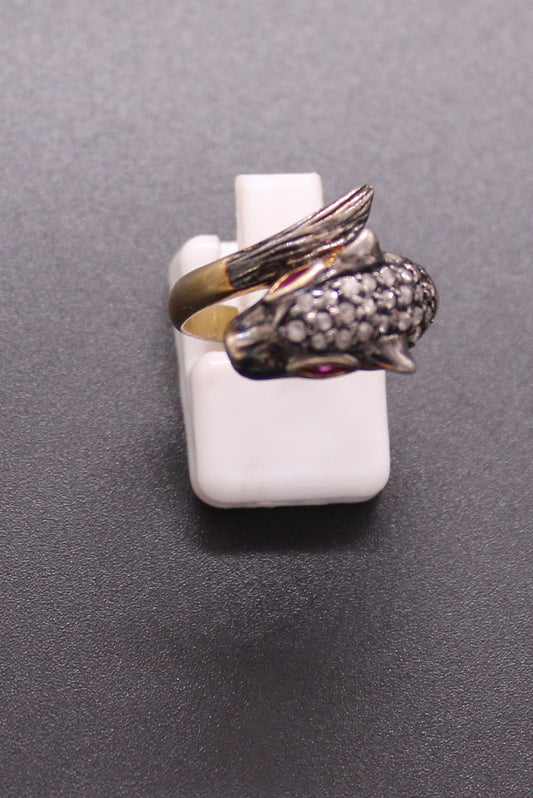 Gold & Silver Diamond and Ruby Ring
