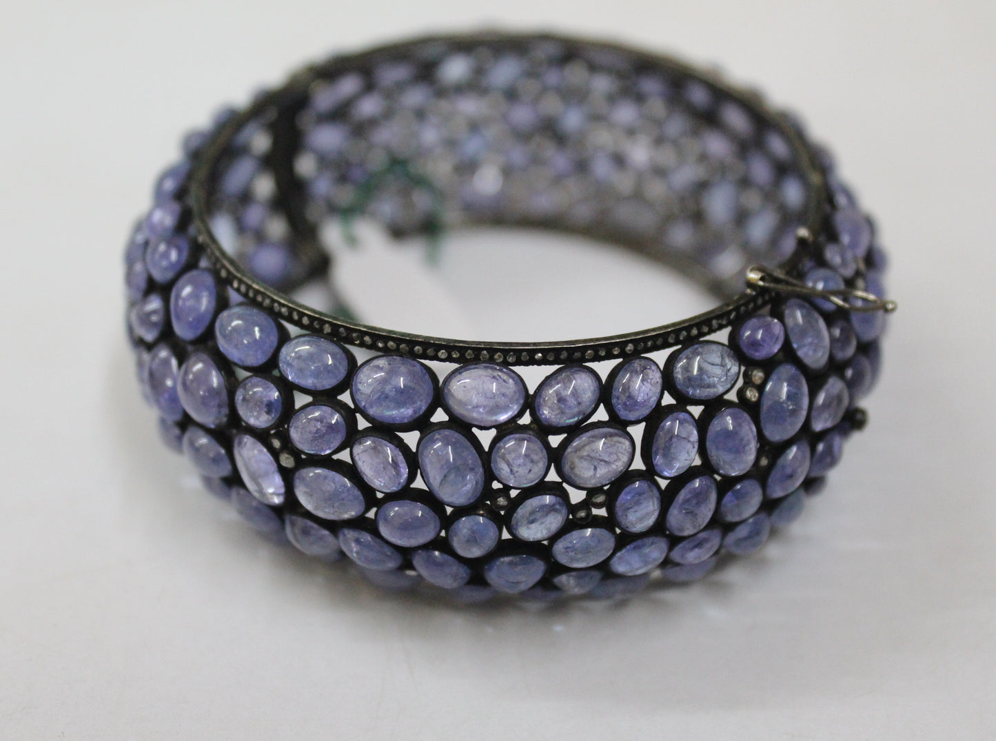 Silver Diamond and Tanzanite Stone Bracelet