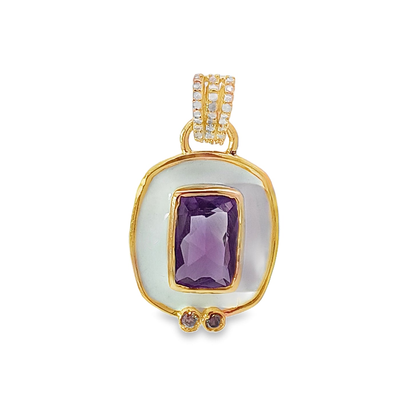 Rectangle Enamel with Stone Diamond Charm