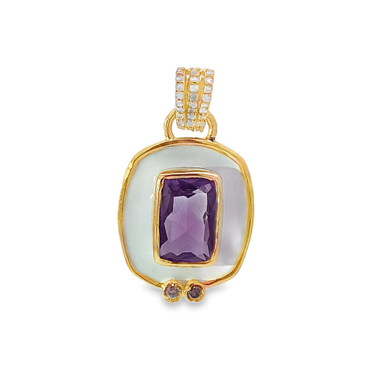 Rectangle Enamel with Stone Diamond Charm