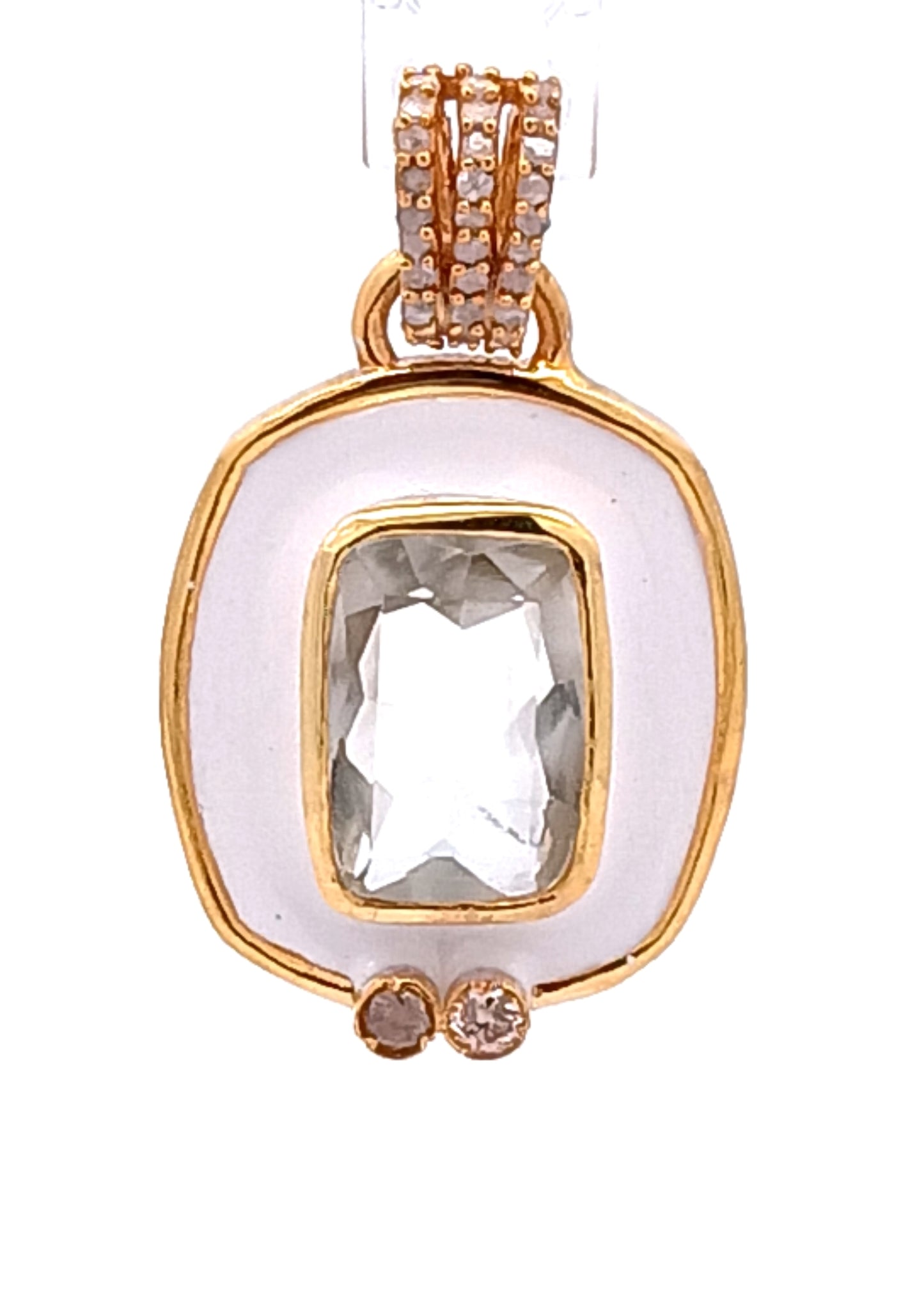 Rectangle Enamel with Stone Diamond Charm
