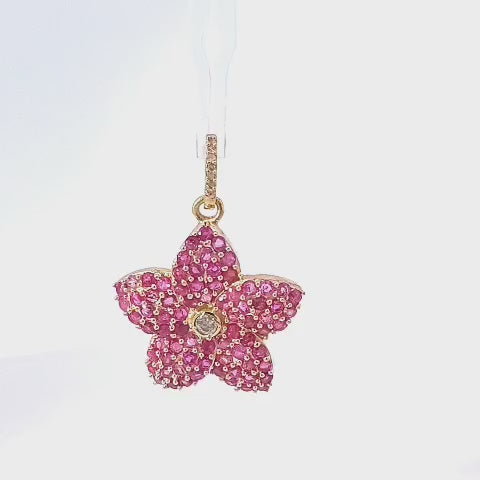 FLOWER DIAMOND AND RUBY PENDANT